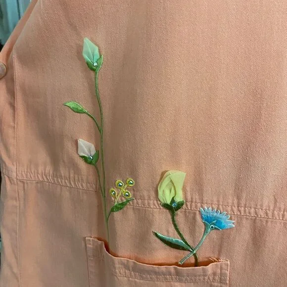 Vintage House dress - Peach Salmon colored Size Large - Picture 5 of 7